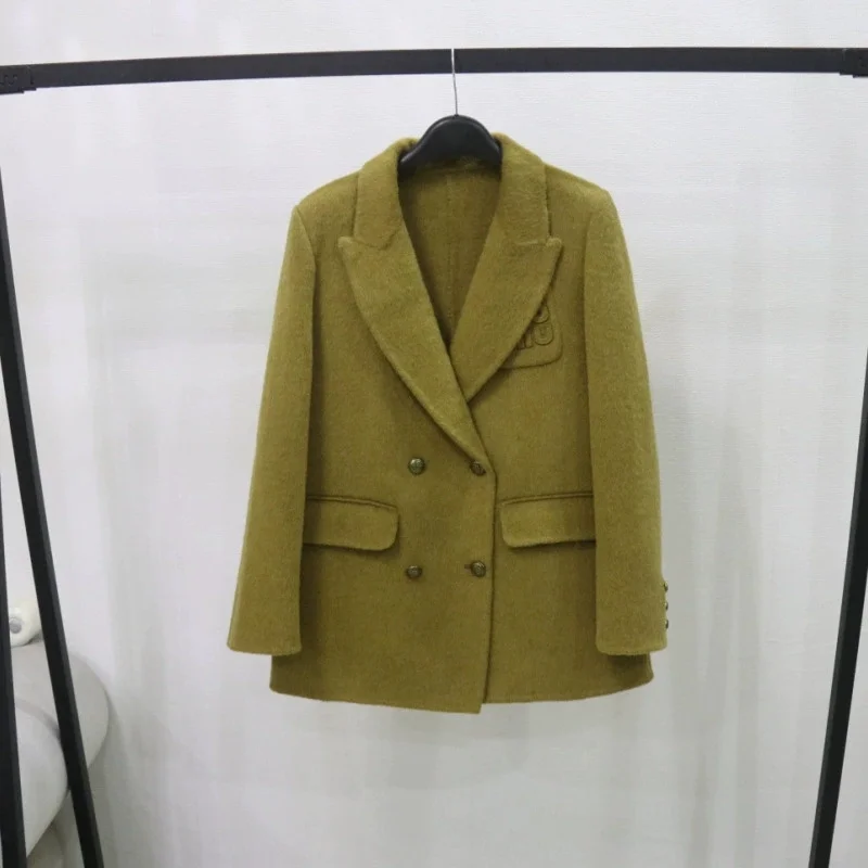 

2025 Double-faced Wool Blends Coat Women's Short Blazer Overcoat Autumn Winter Double-breasted Thicken Casual Woolen Outerwear