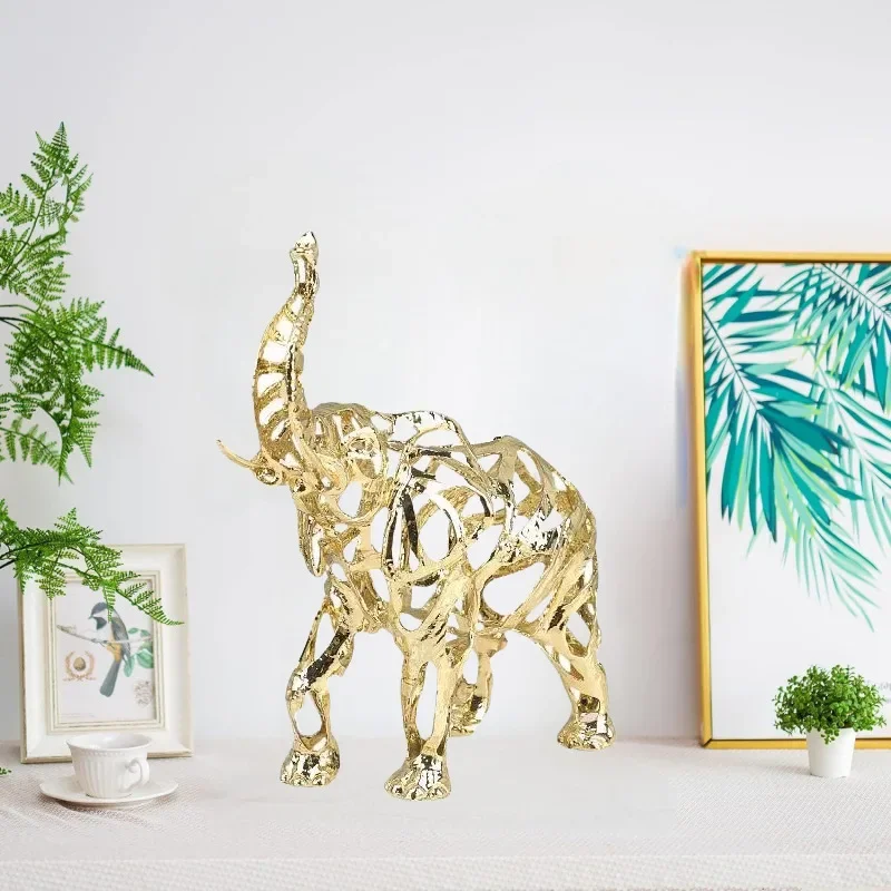 

Hollow Animal Sculptures Elephant and Lion Metal Ornament Living Room Home Accessories