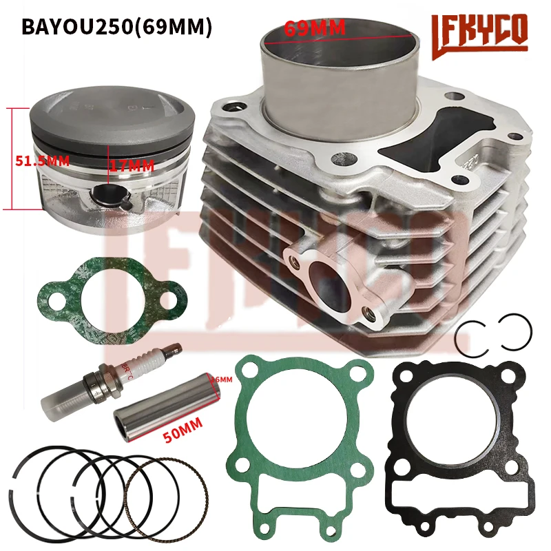 

Motorcycle Accessories 69mm Engine Parts Cylinder Kit 250CC Motor for Kawasaki Bayou 250 2x4 KLF250 Equipments Motoblock Block