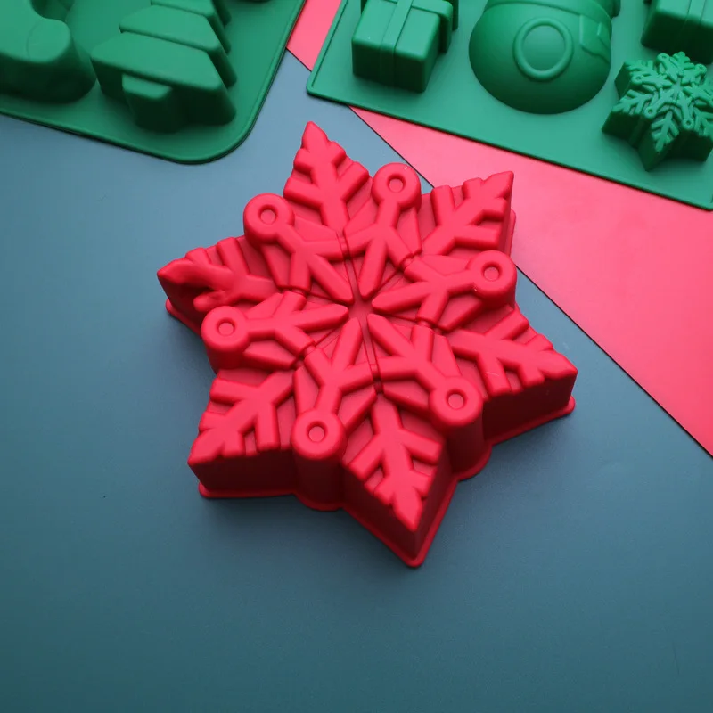 1PC Christmas Silicone Chocolate Molds Candy Baking Moulds Handmade Snowflake Snowman Xmas Tree Gingerbread Man Santa Claus Mold