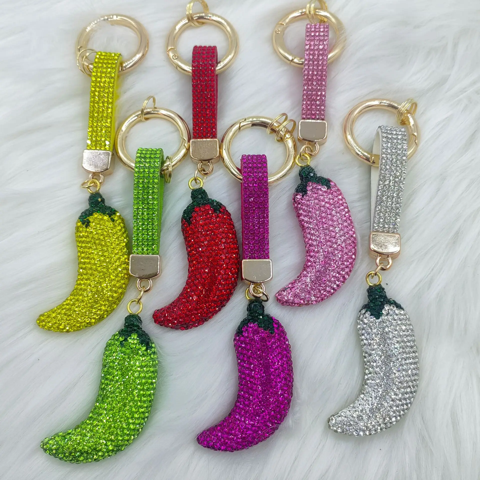 chilli keychain Italian Chili Cornicello Pendant Keychain DIY Kpop Vegetable Red Pepper Women Trinkets Jewelry