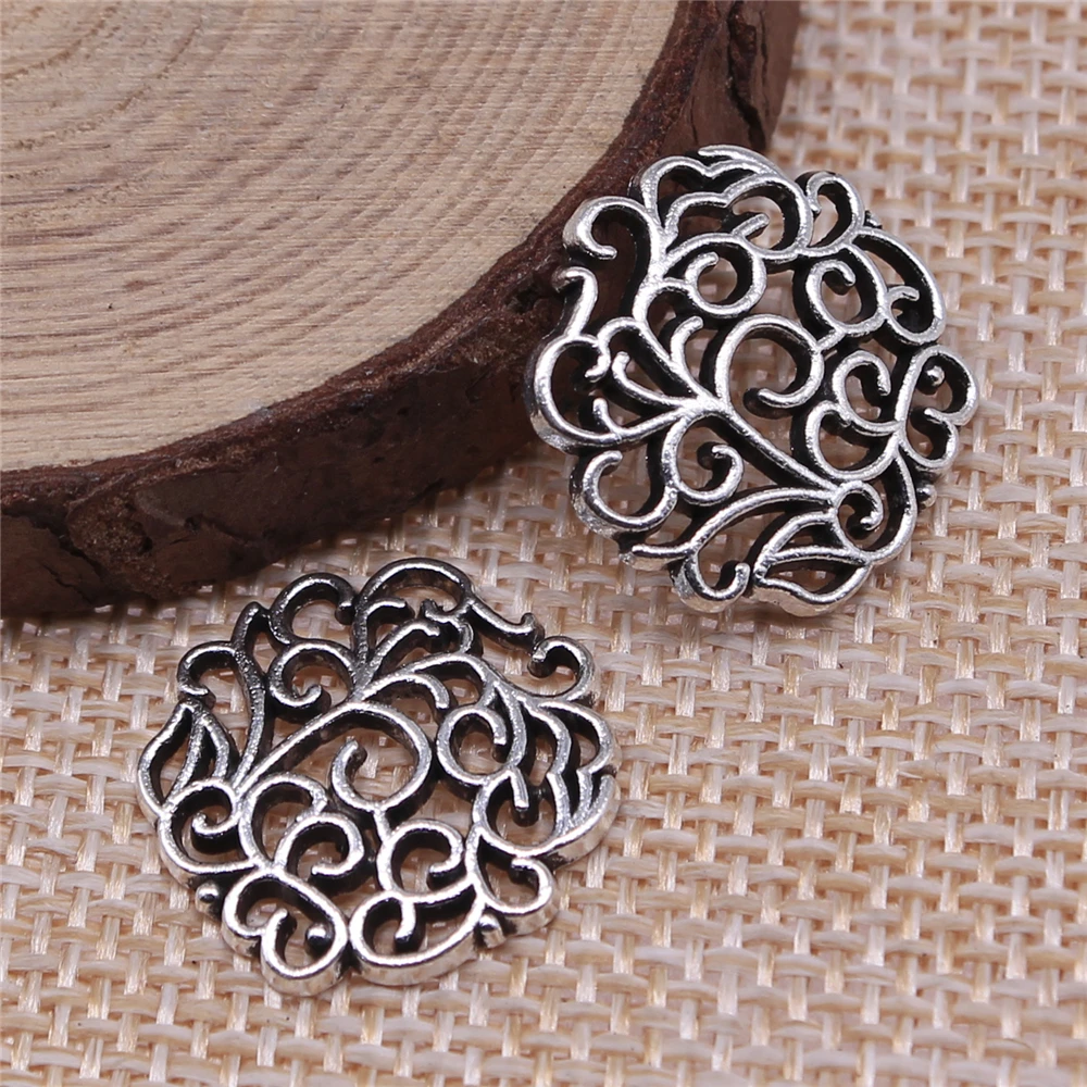 WYSIWYG 10pcs 18x18mm Vintage Flowers Pendants Charm For Jewelry Making Antique Bronze Color Flowers Pendants Charm Flowers