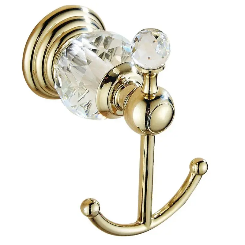 

BAAU Crystal Towel Hook, Gold Robe Hooks, Bathroom Hand Towel Wall Hanger For Clothes Closet Wall Mounted Kitchen Easy Install