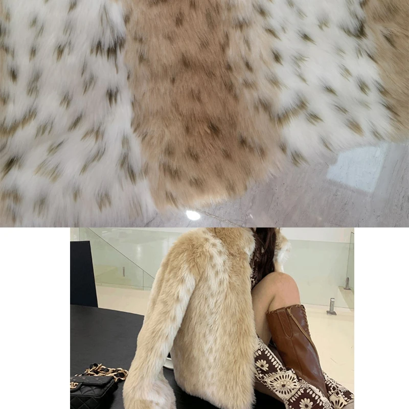 Faux Fur Fabric, Leopard Printing, Knitting, Two Colors, Clothing, Shoe Material, DIY, Shaggy Furry, Sold by Yard