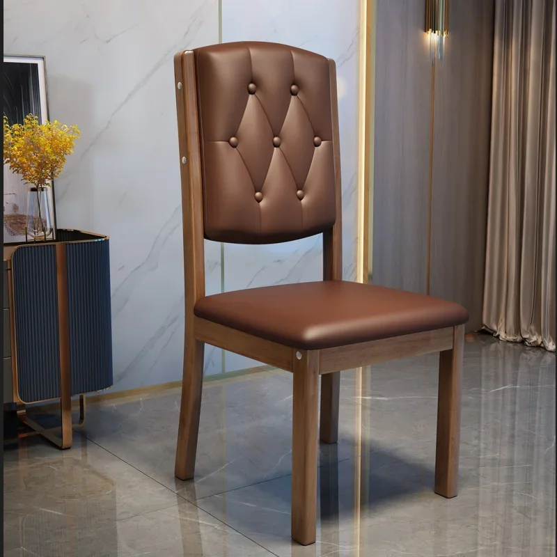 Design Modern Dining Chairs Oak Waterproof Leather Mobile Dining Chair Nordic Wood Armless Cadeiras De Jantar Home Furniture image 5