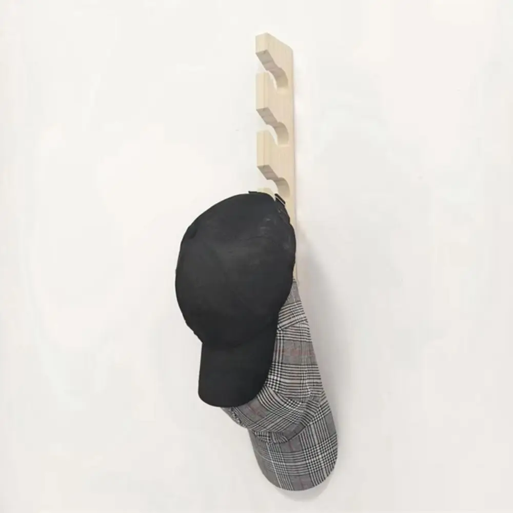 Solid Wood Wooden Hat Hanger Space-Saving Vertical Wall Mounted Hat Rack Large Load Bearing Multipurpose Hat Display Shelf