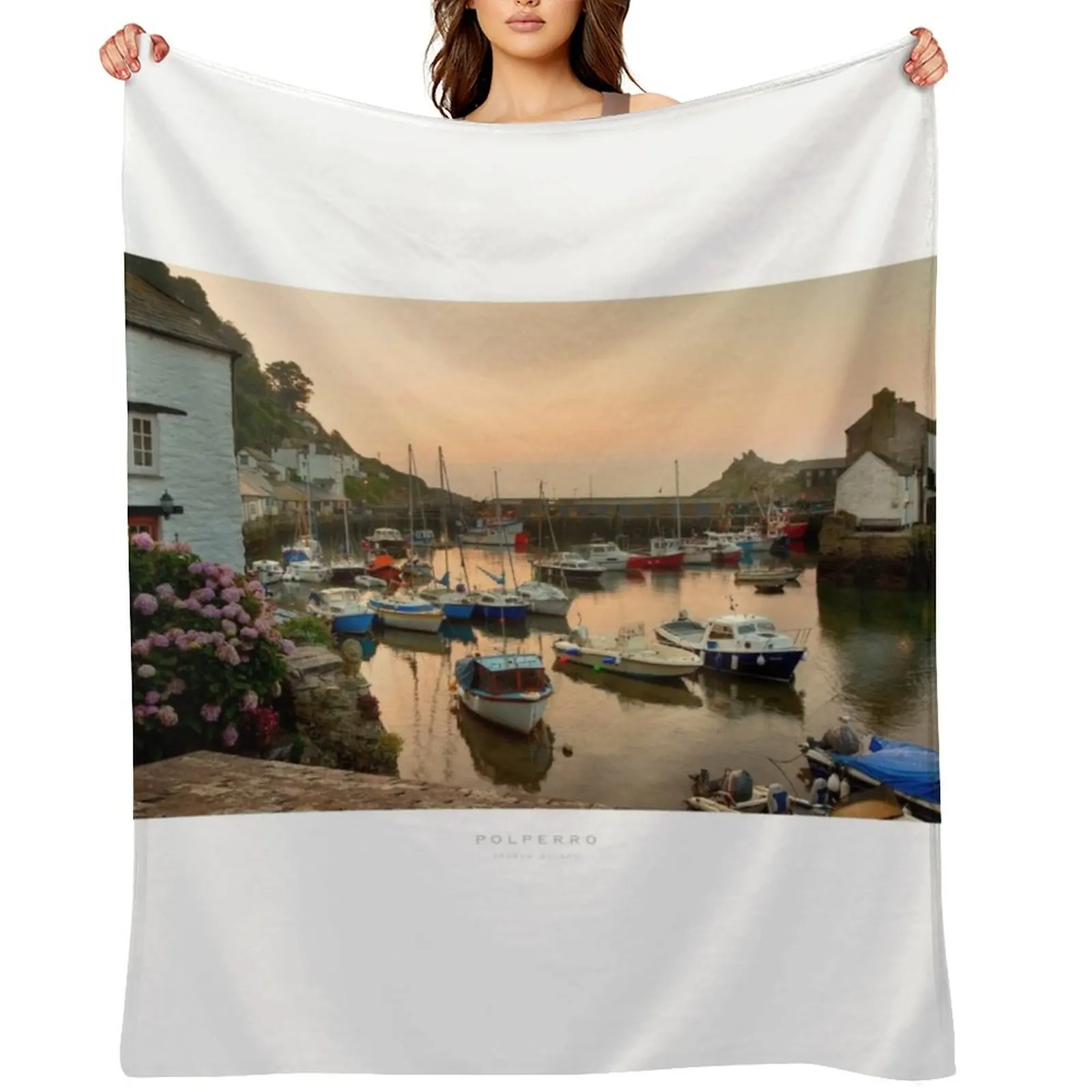 

Polperro, Cornwall Throw Blanket Large Giant Sofa Thermals For Travel Decorative Sofa Blankets
