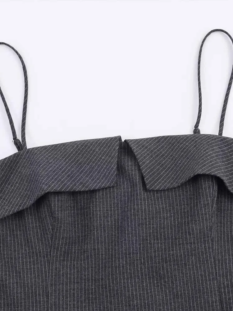 Robe courte rayée à bretelles pour femmes, style européen et américain, à la mode et tendance, simple, nouvel arrivage d'hiver