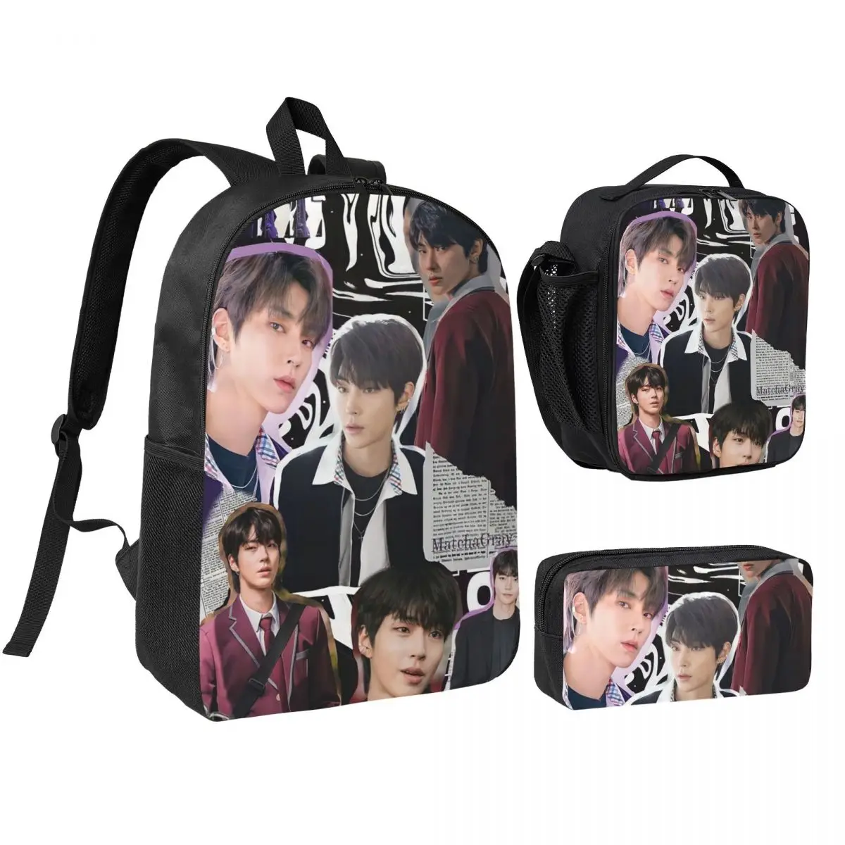 

Hwang In Yeop Backpack Student BookBag School Bag Shoulder Bags 3ps Insulated Lunch Bag Pencil Case