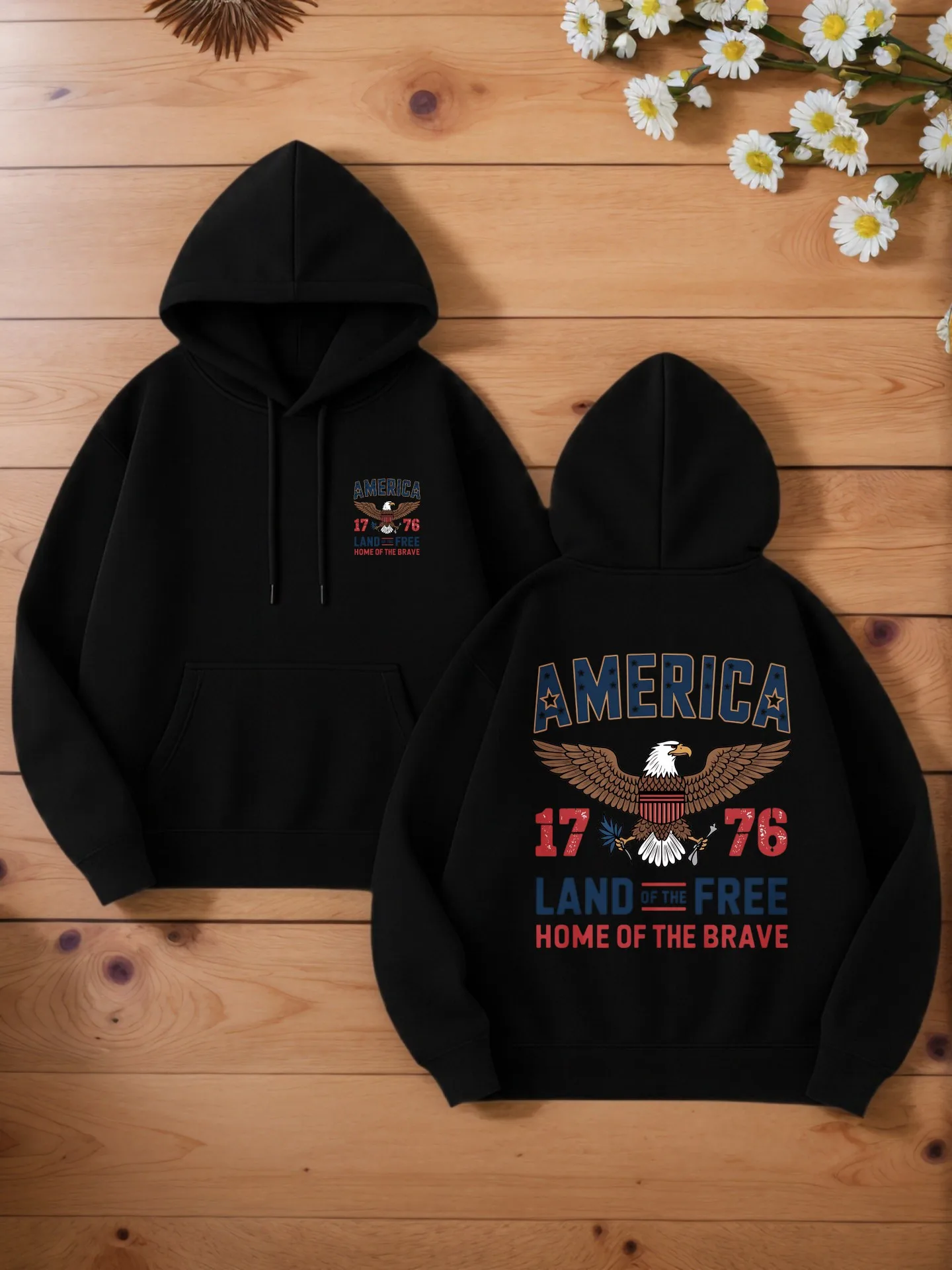 

Мужская толстовка с рисунком, повседневный стиль с Америкой — принт орла, флисовая подкладка, для повседневной носки, для мужчин