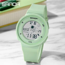 SANDA Sports Watch Para Mulheres Moda Casual Impermeável LED Digital Watch Relógios Das Mulheres Temporizador Multifuncional Despertador Reloj