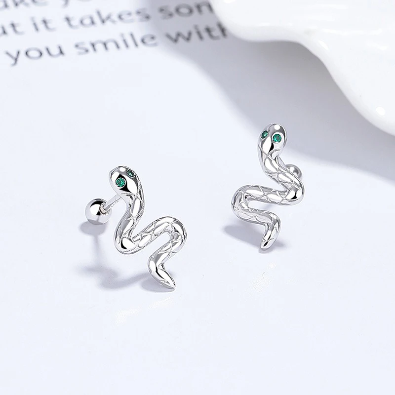 الثقة ديفيس ريال 925 فضة المرأة قرط الاذن المرصع موضة الأفعى دوامة أقراط للنساء مجوهرات للبنات هدايا DS4246