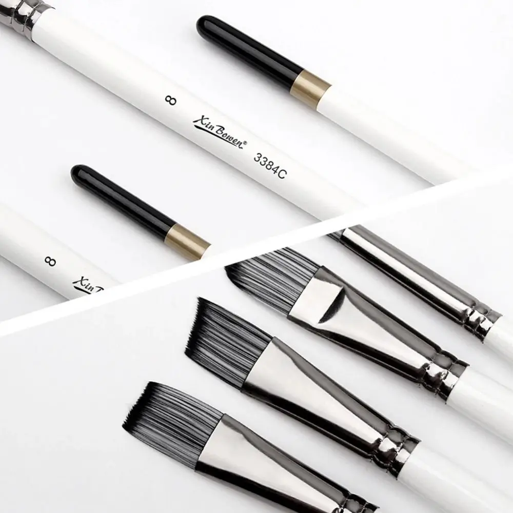 7Pcs/set Multifunctional Painting Brushes Set Portable Nylon Hair Acrylic Oil Brushes Easy To Hold White Art Paint Brushes