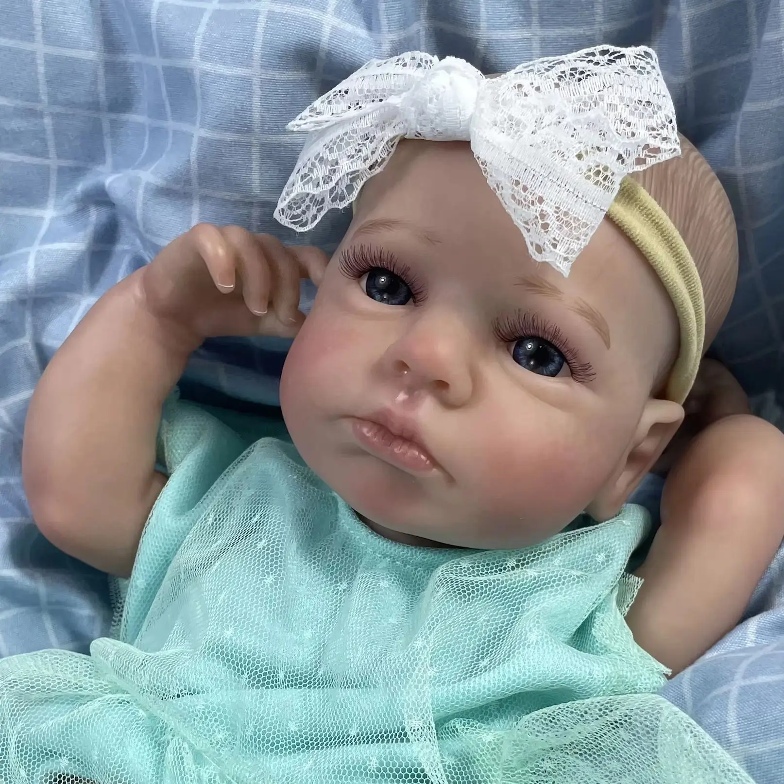 50CM Reborn LouLou Awake Full Vinyl Body  Girl Washable Newborn Baby Doll Reborn 3D Skin Tone Visible Veins Doll For Kids Gift