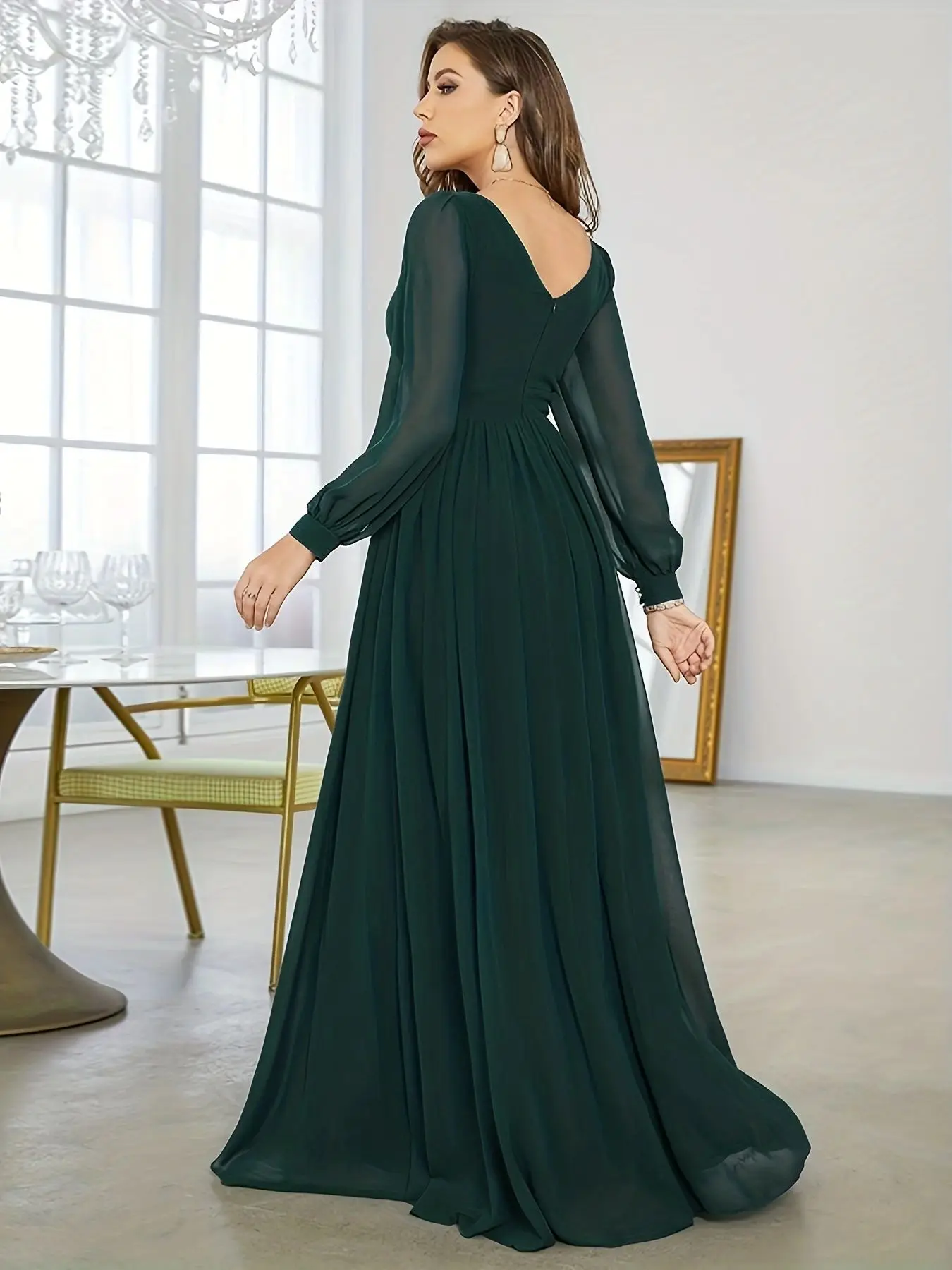 Elegante 2024 volle Ärmel lange Abendkleid eine Linie hochwertige Chiffon Frauen Abendkleider für Hochzeits feier Robe de Soiree