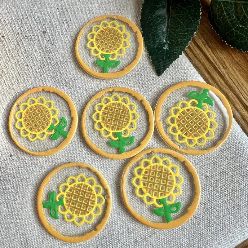 30pc Cute Embossed Sunflower Print DIY Handmade Earring And Jewelry Making Supplies Accessories