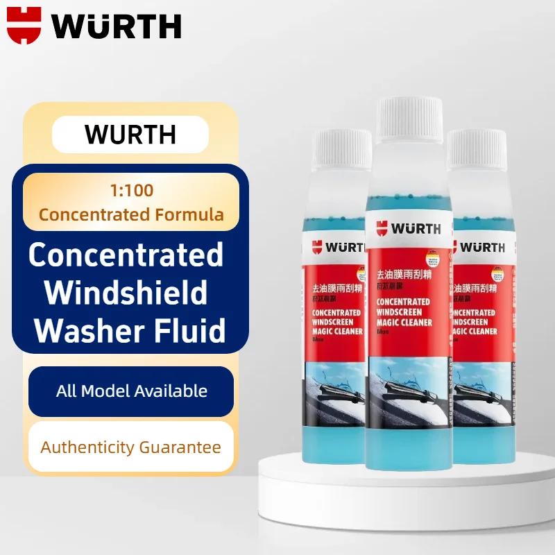 Líquido Concentrado para Limpeza de Para-brisa Wurth 1:100, Removedor de Resíduos de Óleo e Insetos, Aditivo para Limpadores de Vidro de Carro 32ml