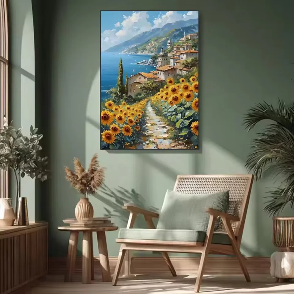 DIY Diamond Painting Cross Stitch Mediterranean Scenery Full Square Round Diamond Art Kits European Landscape Mosaic Embroidery