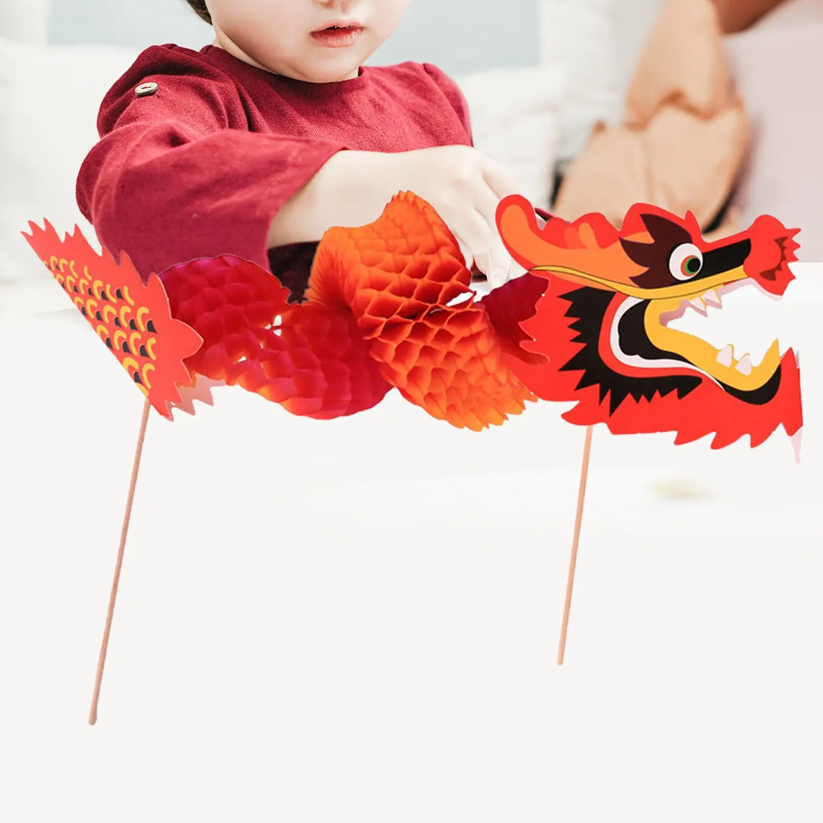 3xChinese New Year Paper Dragon Art Crafts for Spring Festival ,Party