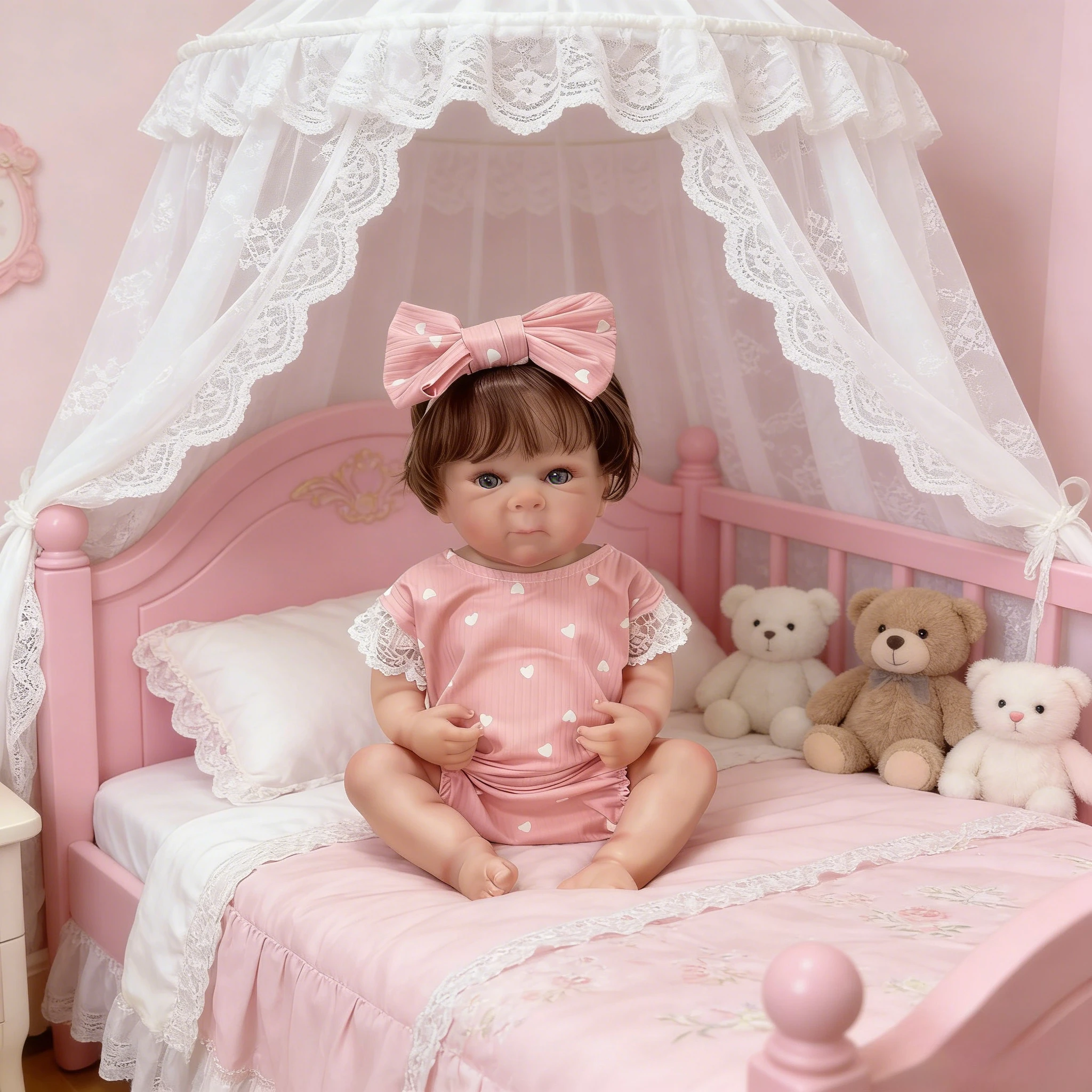 

45cm Realistic Reborn Bettie Doll Hand-Rooted Hair Soft Body Newborn Baby Gift for Children