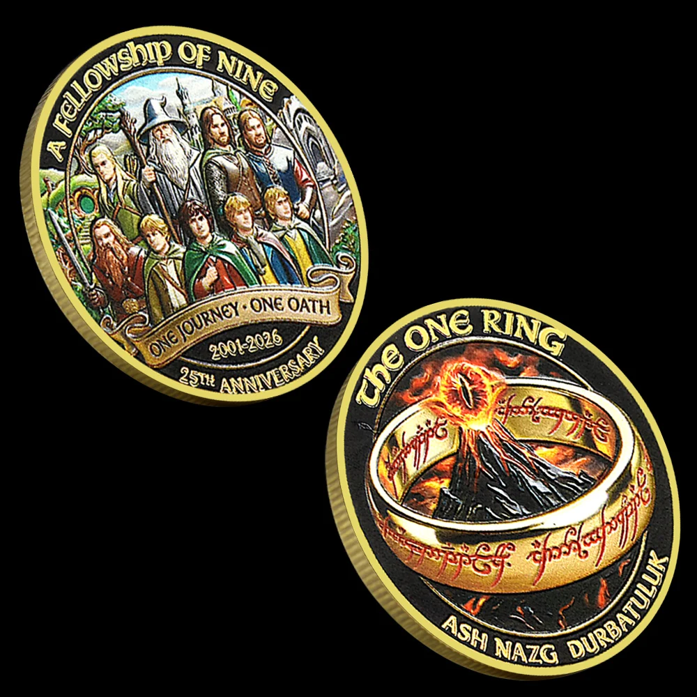 Fantasy Fellowship Anniversary Coin Double Sided Ring Volcano Collectible Challenge Token Gift Souvenir for Fans Decor