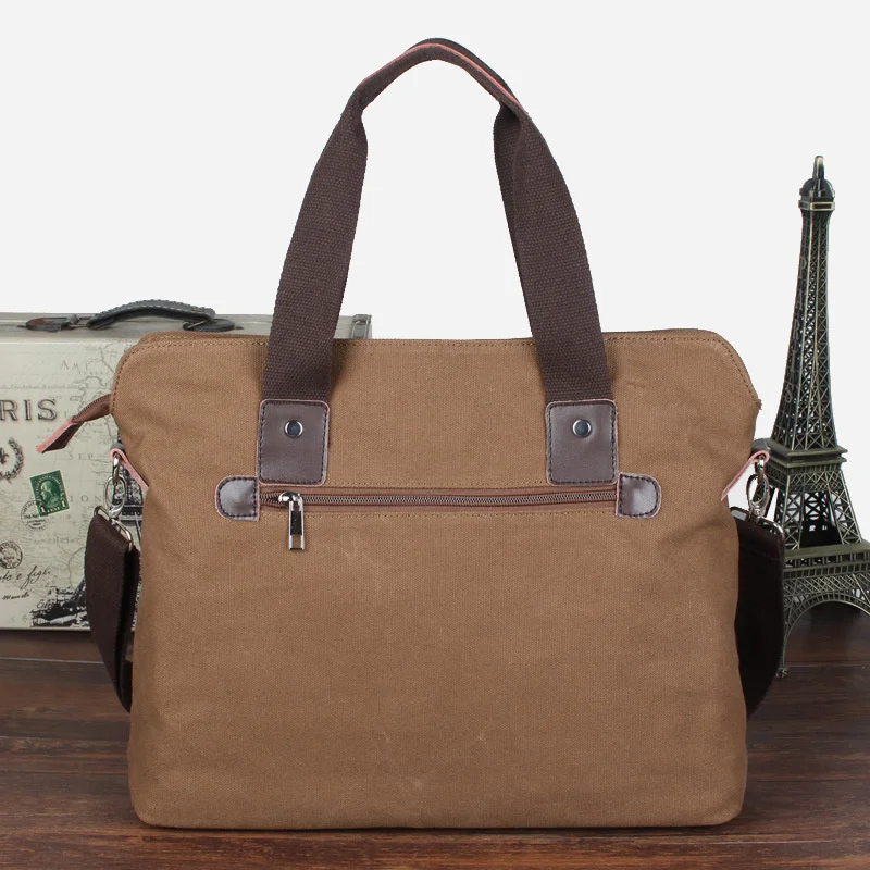 Casual Canvas Men's Briefcase Large Capacity Handbag Fashion Zipper Male Shoulder Messenger Bag Business Laptop Bag