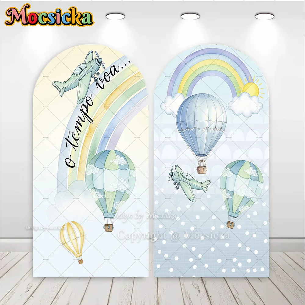 

Mocsicka мальчик первый день рождения арка крышка фон синий воздушный шар Радужный фон для новорожденных на день рождения на заказ фотостудия