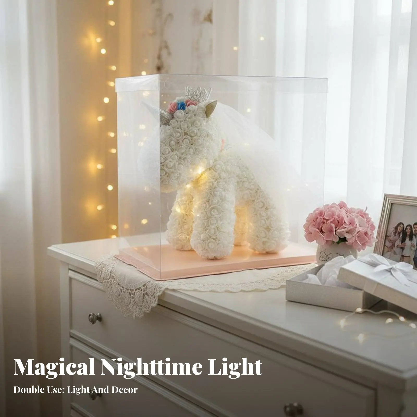 

Mythical HorseShaped Light Cute Design Enchantmental Horse Glass Dome Light Universal Serial Bus Powered Energy-Efficient