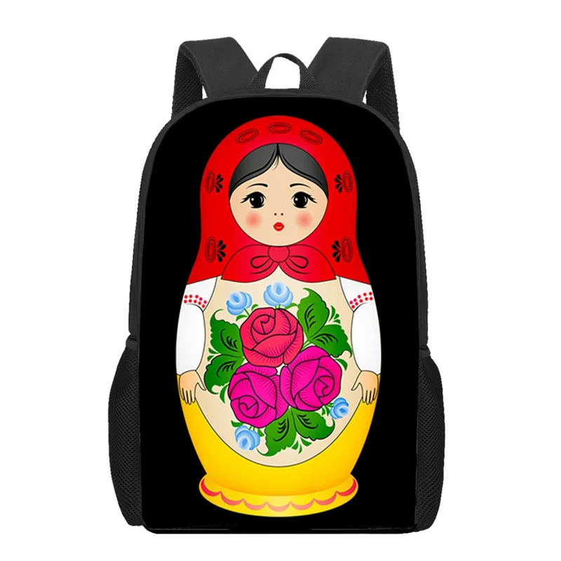 Mochilas rusas con estampado de Matryoshka para niños, mochilas escolares para adolescentes, bolsa de libros para estudiantes divertida, mochila diaria informal