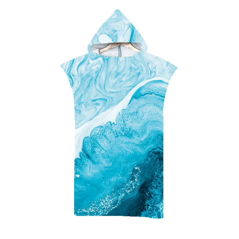 Customizable Adult Kids Microfiber Quick Dry Hooded Beach Towel Outdoor Swimming Changing Bathrobe Surf Cloak Diving Poncho