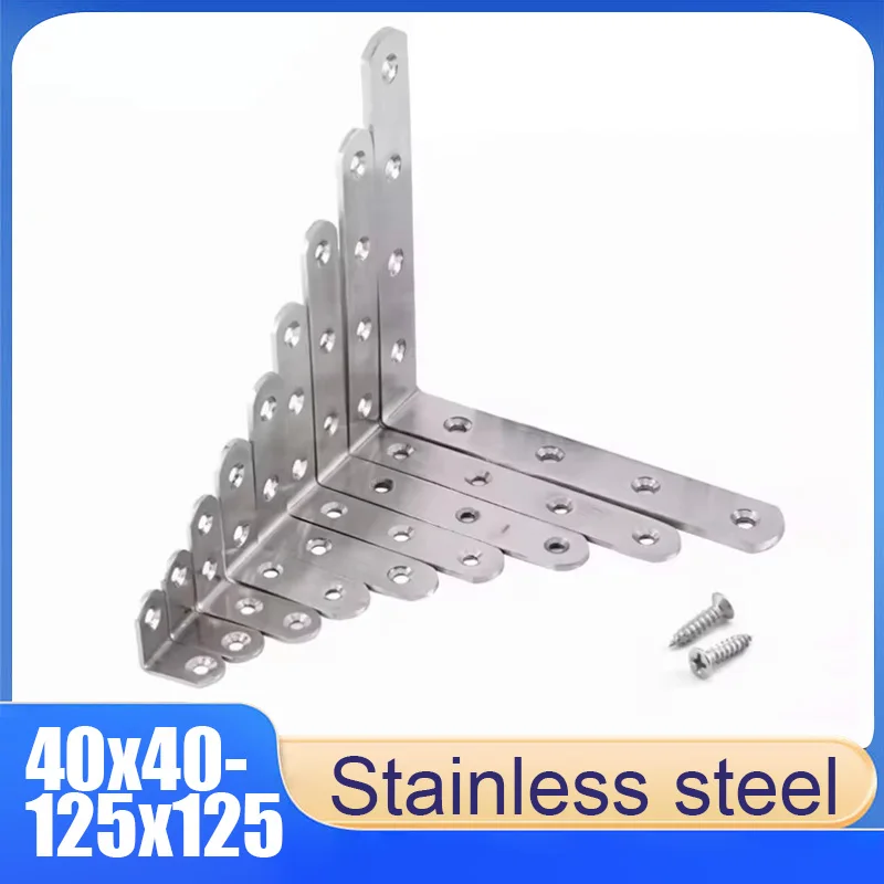 

Stainless Steel 90 Degree Angle Bracket Furniture Cabinet Wall Shelf Support Bracket With Screws L-Shaped Right Angle Connector