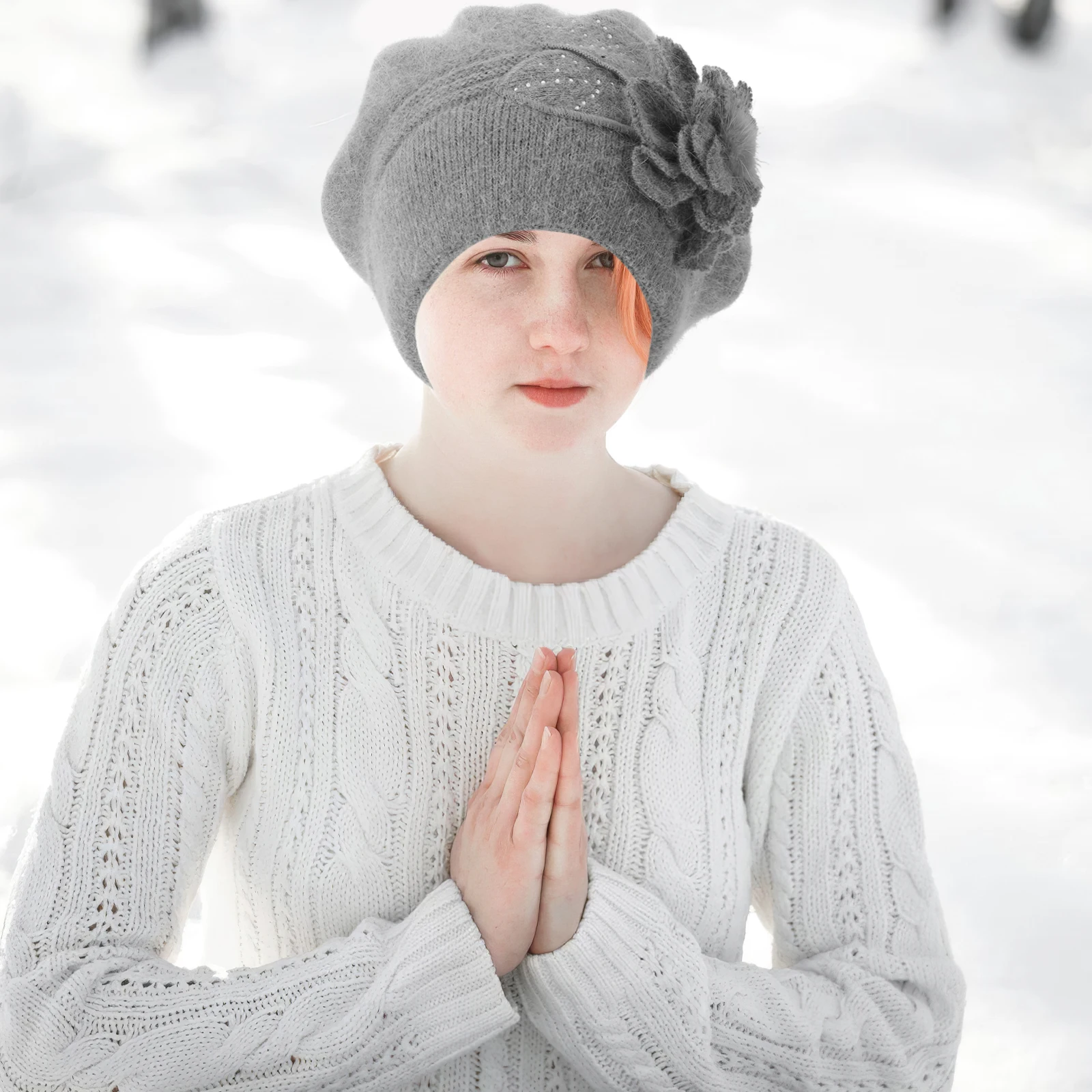 

Rabbit Hair Beret Cap Hat Men Cute Casual Wool French Berets for Women Autumn And