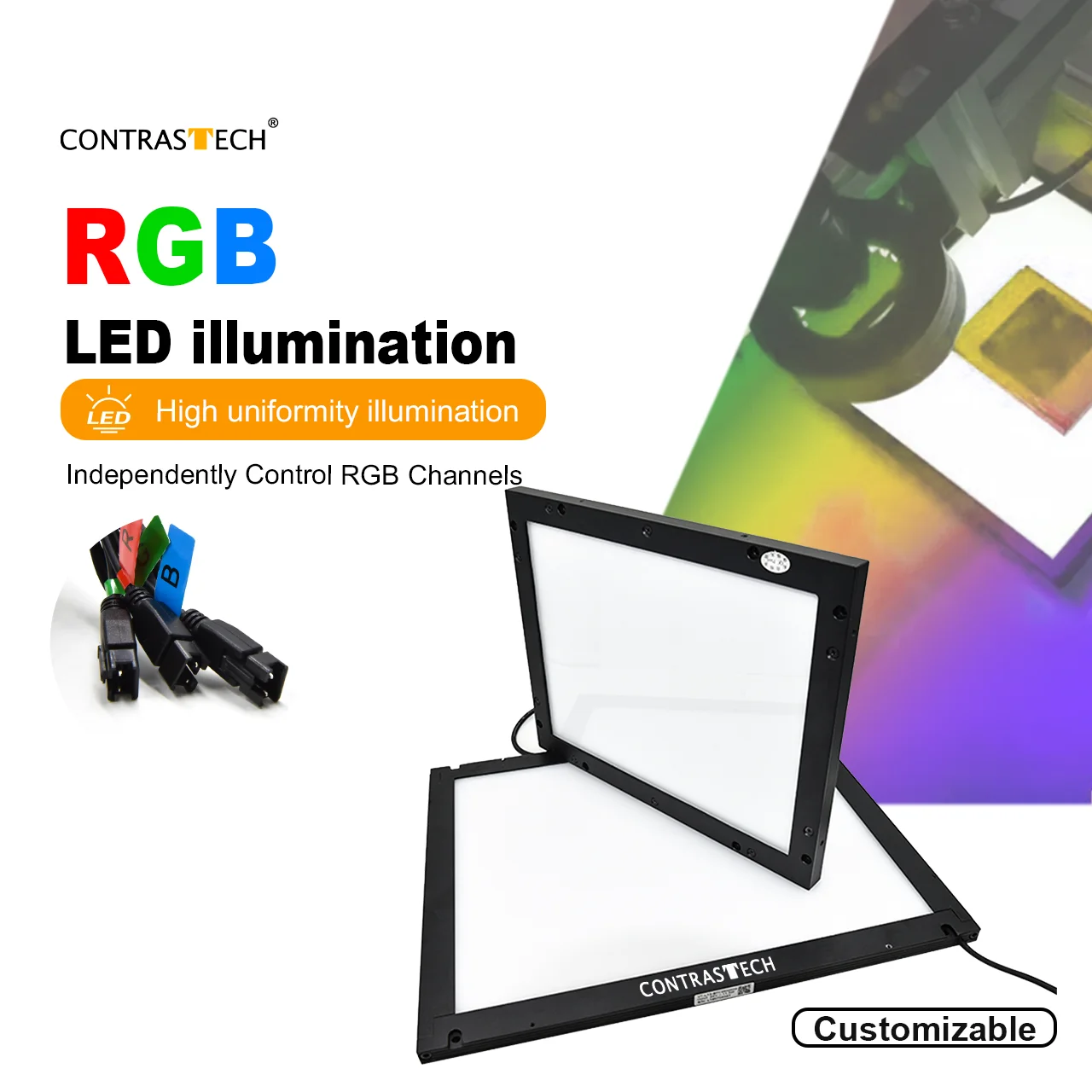 

24V LED RGB IP67 Backlight Illumination 200x150mm Multi-Spectrum CCS Smart Vision Light for Edge Detection Contrastech