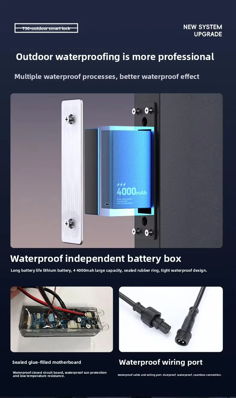 Outdoor Waterproof IP68 Fingerprint Password  WiFi App Control Aluminum Door Smart Door Lock Double Side Fingerprint