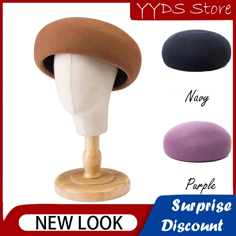 

Premium Wool Top Hats for Kids Baby Boys Girls Elegant Formal Millinery Berets Charming Party Hard Top Flat Pillbox Cap