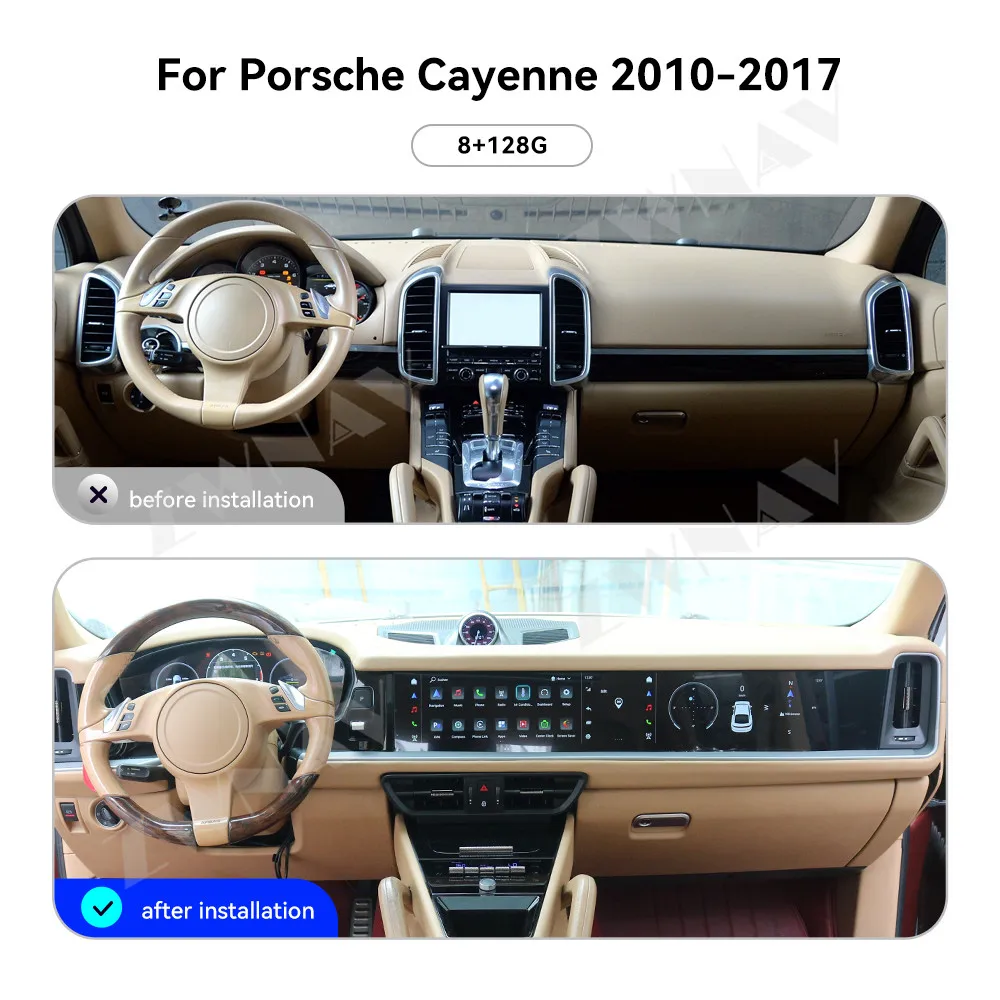 ZWNAV 2025 Upgrading Auto Part Interior Dashboard Dual Touch Screen Set for Porsche 2011-2017 to 2025 Car Interior Accessories