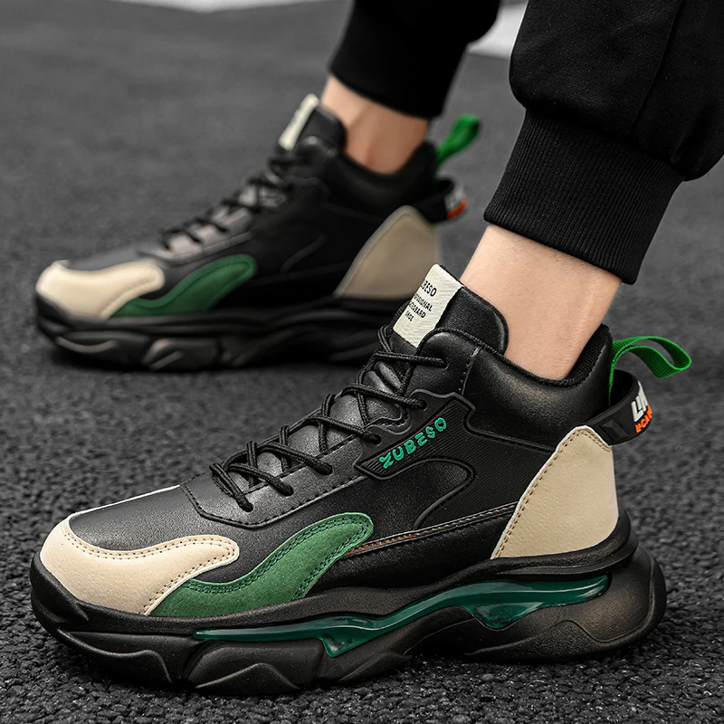 

2025 New Shoes for Male Cross-tied Men's Vulcanize Shoes Hot Sale Color Matching New Round Head Casual Breathable Sneakers