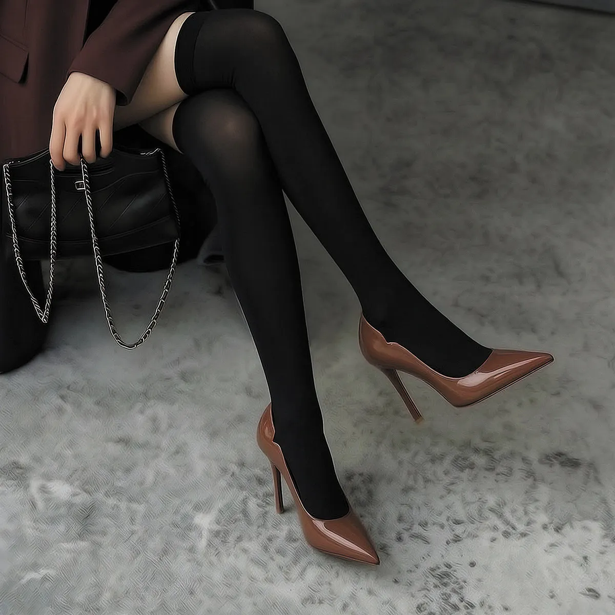 New Bean Paste Super High Heels with Thin Heels and Lacquer Leather Sexy Fashionable, Versatile, Nightclub Commuter Single Shoes