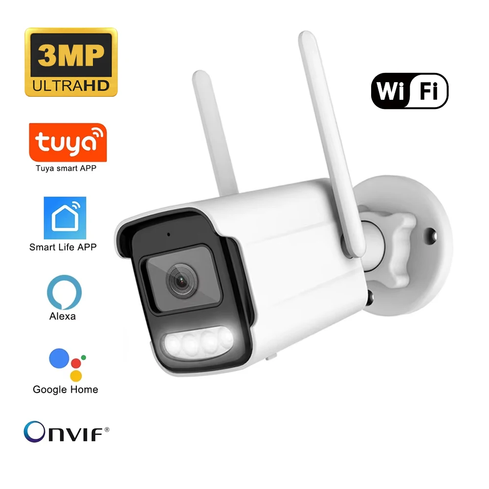 5MP HD Tuya WiFi IP Camera Outdoor Waterproof AI Human Detection ONVIF IR Night Vision 2-Way Audio Smart Wireless CCTV Security