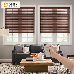 Modern High Quality Smart Lithium Battery Motorized Faux Wood Venetian Blinds For Home Customized Window Shade Easy Installation