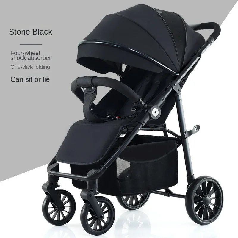 Four-wheeled Baby Stroller Newborn Baby Two-way Swivel Seat Lightweight High Landscape Shock Absorption Folding Stroller