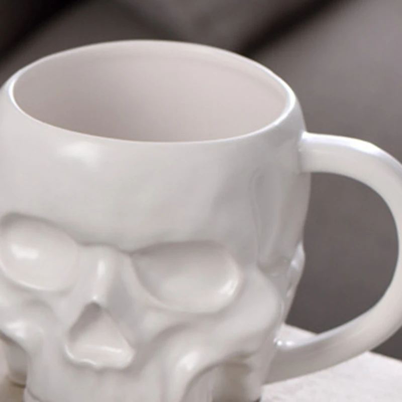 Halloween Skull Cup With Handle Lidless Ceramic Cup Funny Water Beer Milk Cup Mocha Cup Creatives Modeling Mug,600Ml