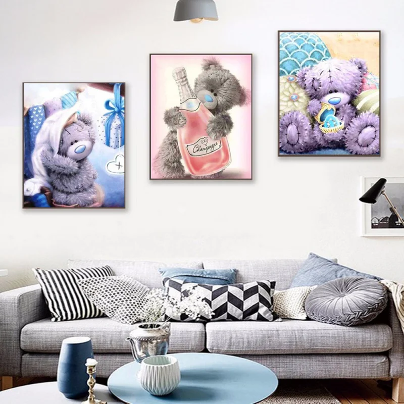 5DDiamond Painting Large Teddy Bear Children's Room Decorative PaintingDIY Diamond Embroidery Crafts Exclusive for Cross-Border