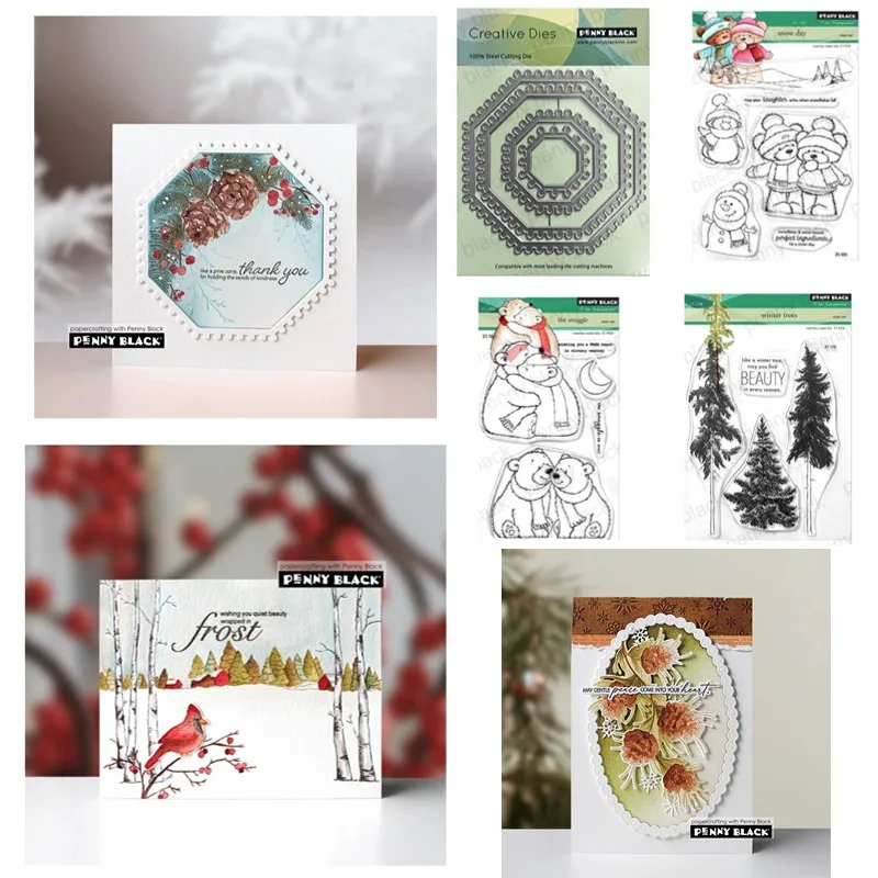 Natal neve fosco grove vida winterful penas amigo árvores corte de metal selo estêncil álbum de fotos papel diy emboss