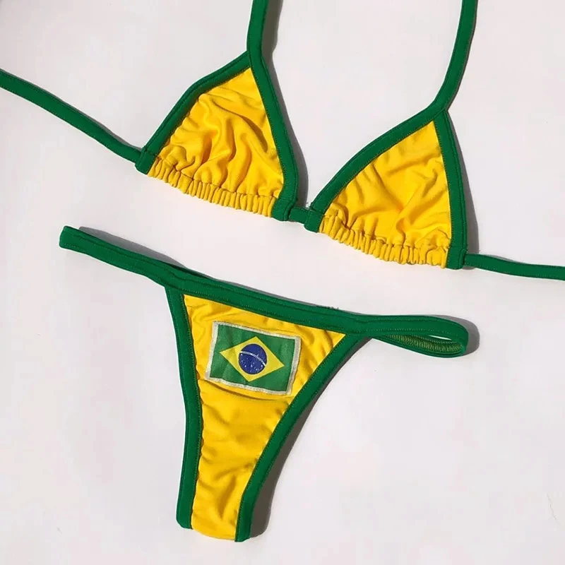 Conjunto de bikini dividido de comparación con bandera jamaicana 2024 traje de baño sexy para mujer traje de baño traje de baño caliente ropa de