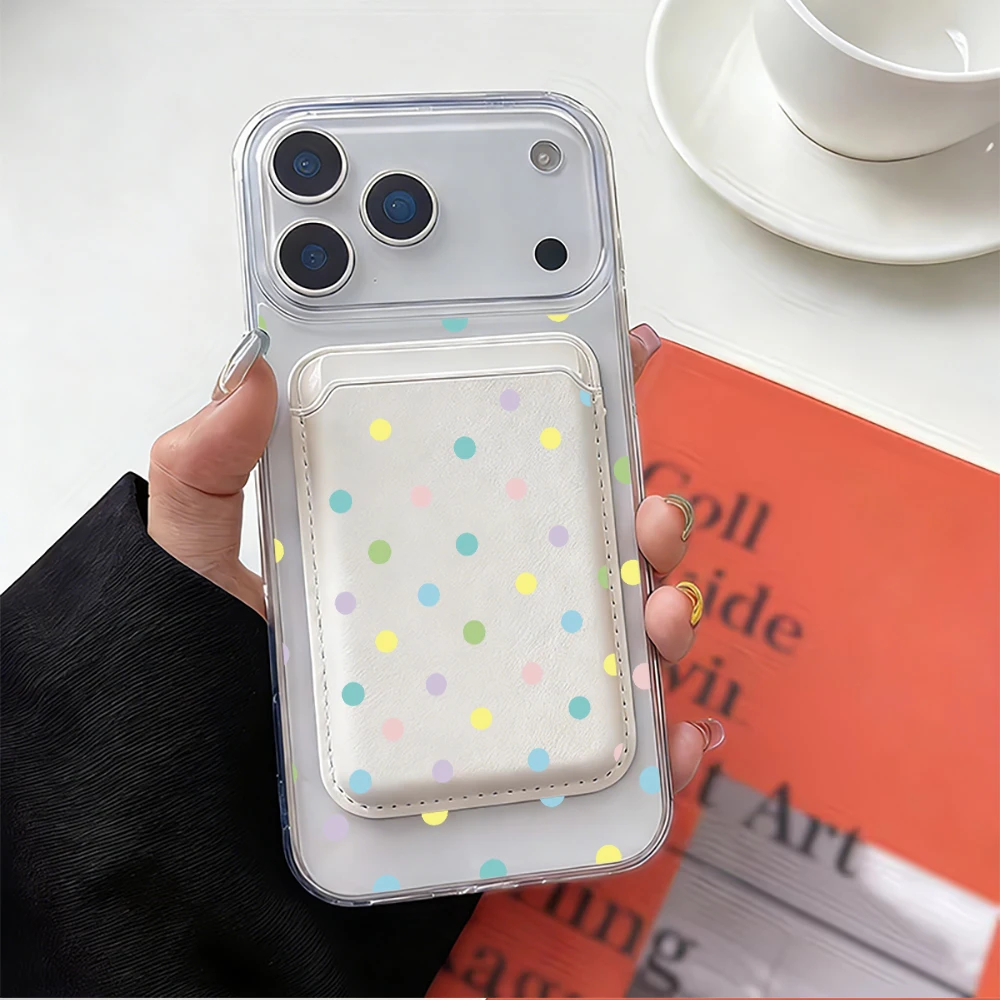 Colorful Polka Dot For Magsafe wallet Magnetic Card holder Phone Case For iPhone 17 16 13 15 12 14 Pro Max Plus 17 Air 16E Cover view 4