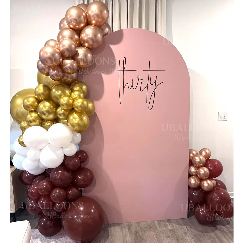 Burgunderrote Roségold-Luftballons, Bogen-Set, Metallic-Gold, Weiß, Burgunder-Luftballons, Girlande für Geburtstag, Hochzeit, Baby, Brautparty, Dekoration – Detail 3