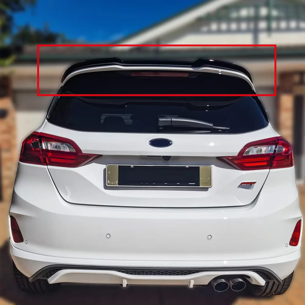 Spoiler For Ford Fiesta MK8 8.5 ST Rear Extension Small Wing Tail ABS Gloss Black Carbon Style Car Accessories 2018 2020 2022