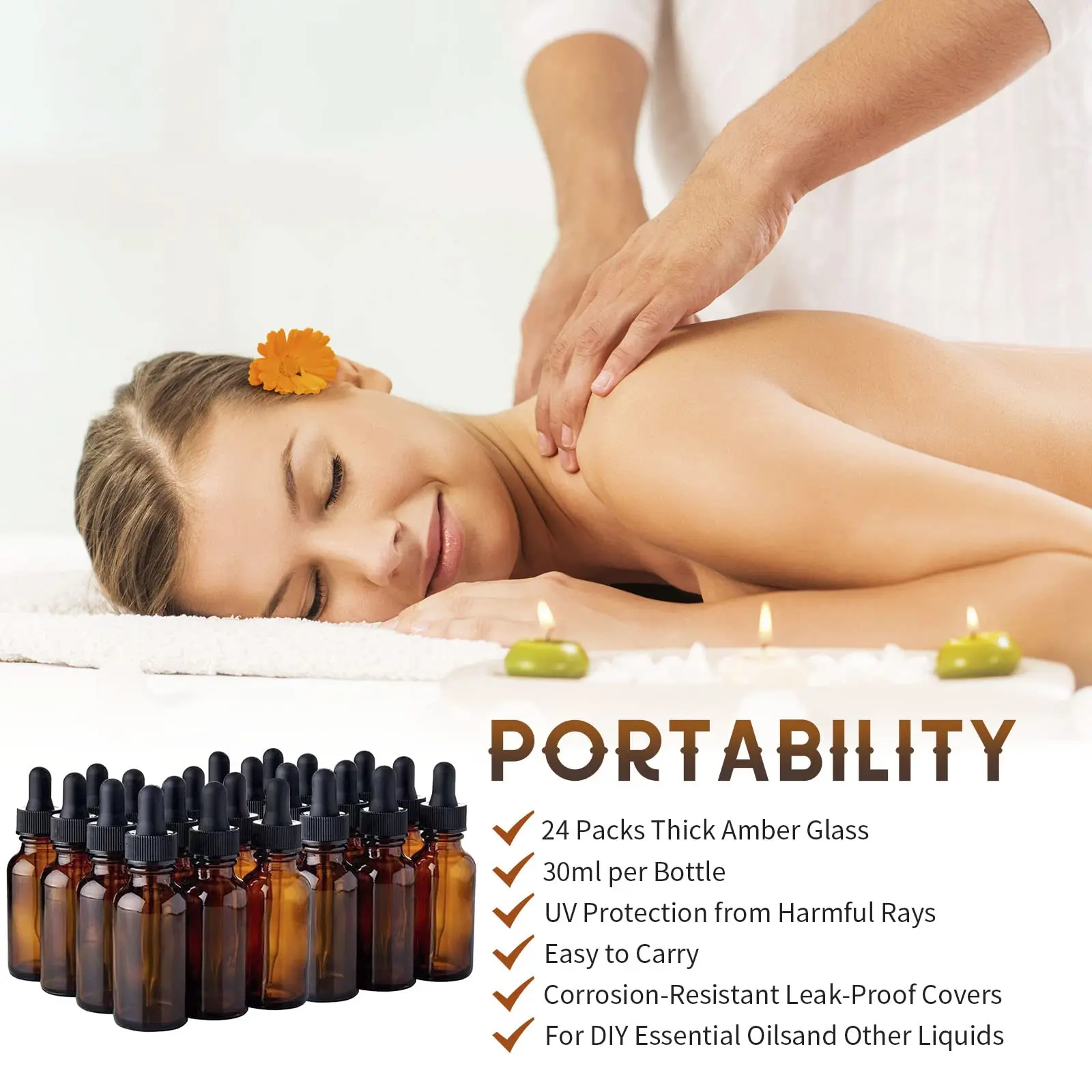 30 Pack Glass Dropper Bottle Amber Glass Bottles with Glass Droppers and Black Cap for Essential Oils, Lab Chemicals, Perfumes