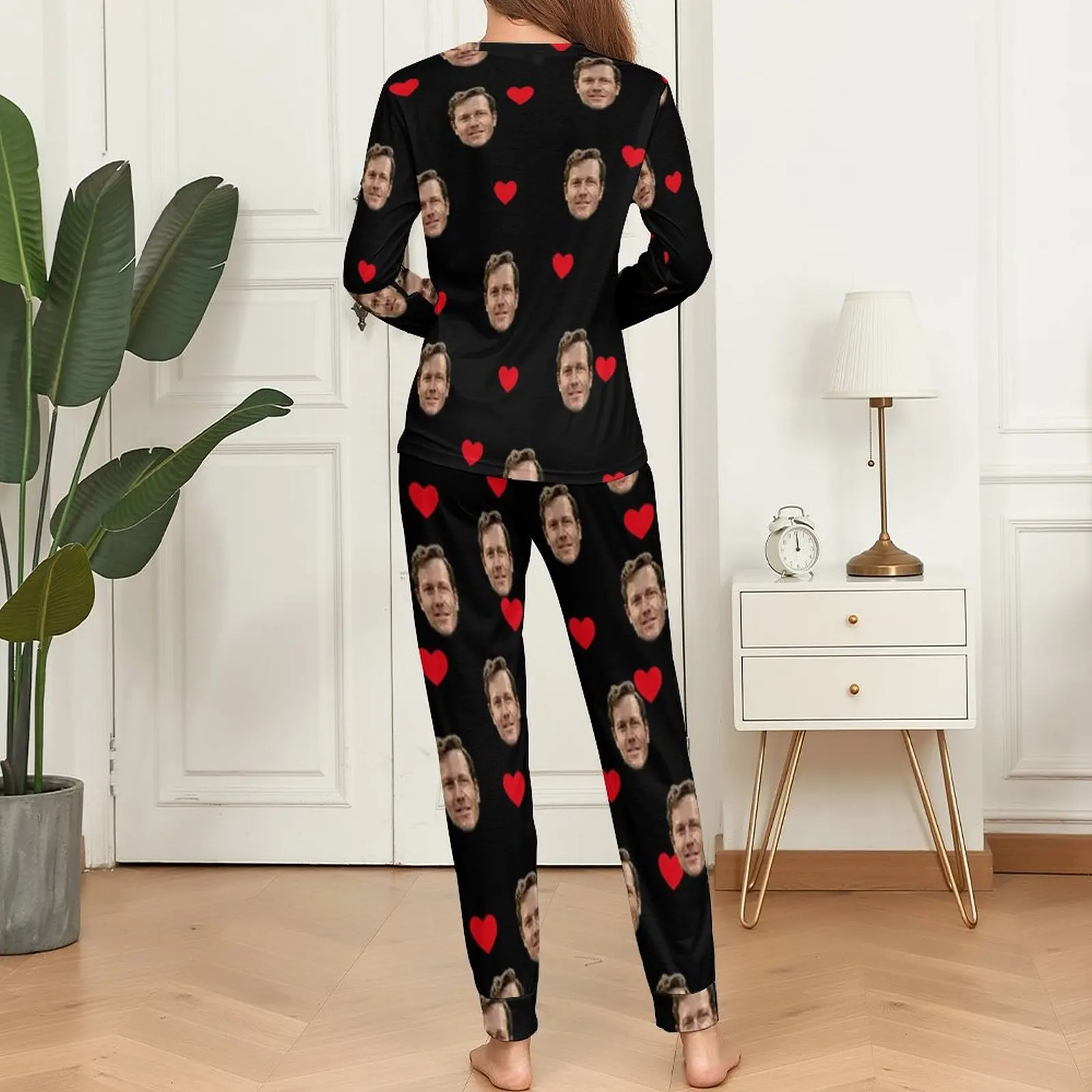 Aangepaste damespyjama met gezicht homewear Aangepaste damespyjamaset met lange mouwen Gepersonaliseerde pyjama met gezicht Aangepaste fotopyjama